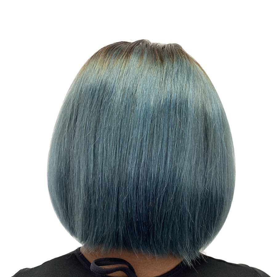 
                  
                    10" Straight Human Hair One Way Lace Wig - # Ombre/Blue- 13A Grade-back
                  
                