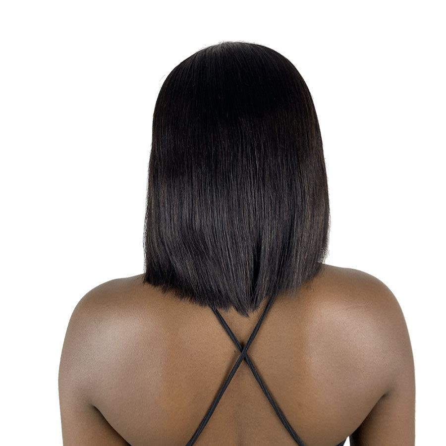 
                  
                    10" Straight Hair Bob Lace Fringe Wig - 1# Black | back
                  
                