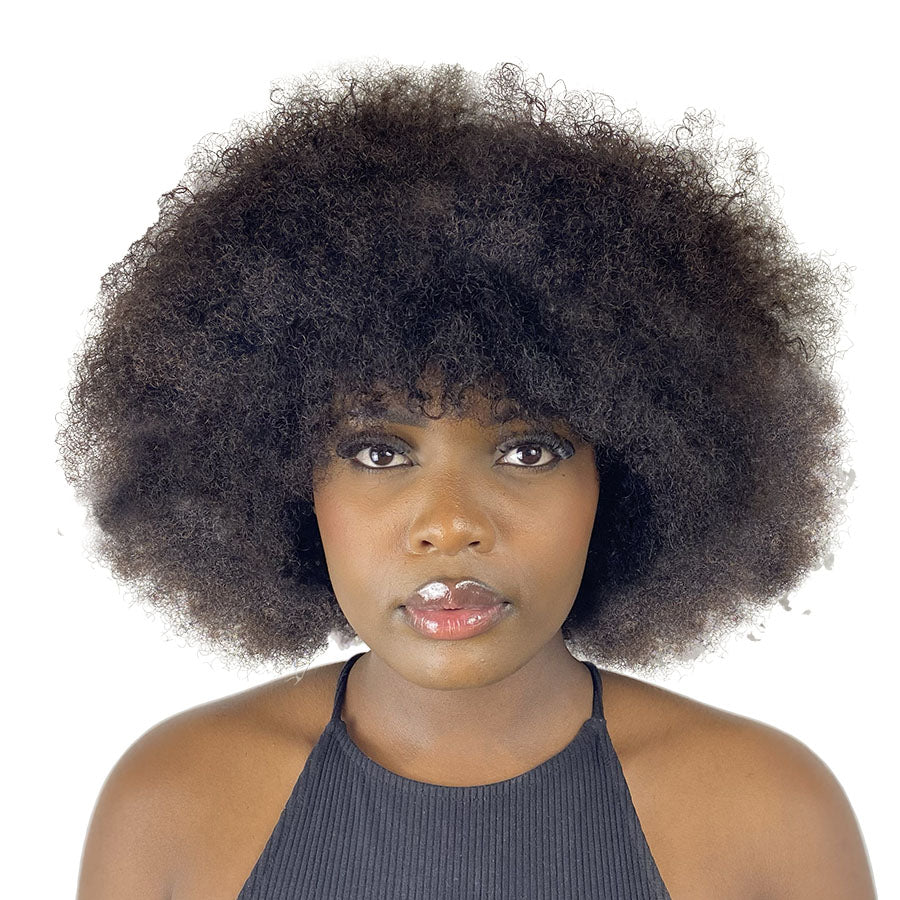 10" Jerry Curls Fringe Wig - 1# Black - 13A Grade | front