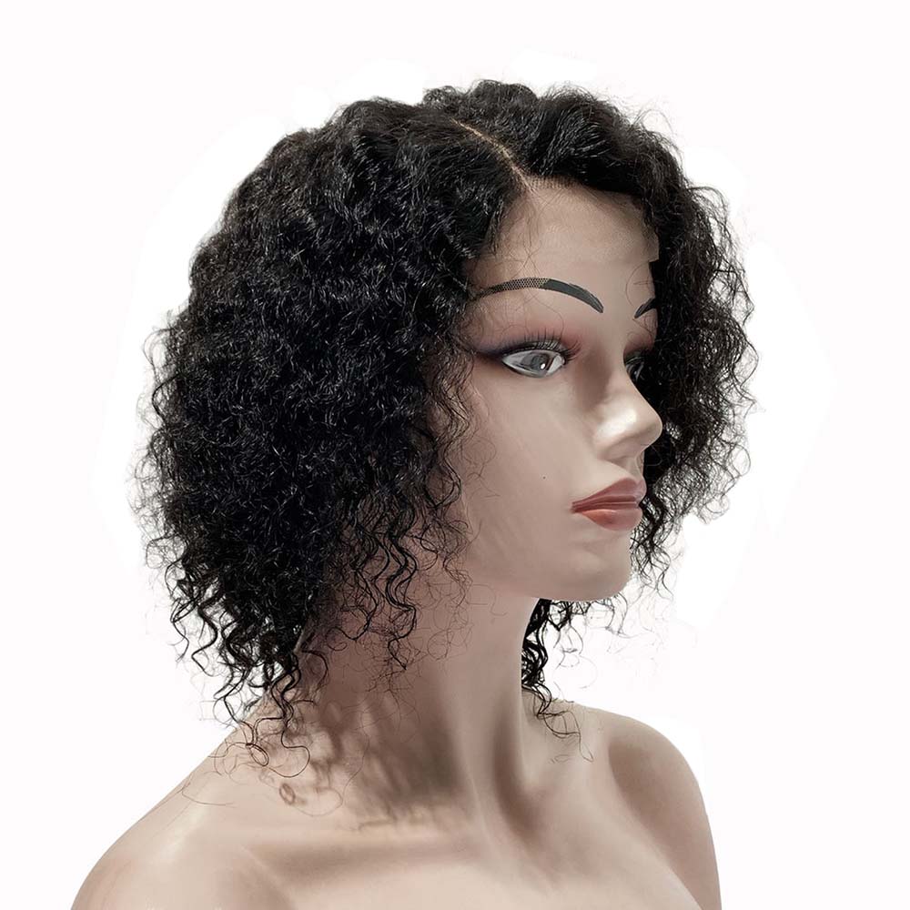 
                  
                    10" Malaysian Curls Three Way Lace Wig - 1# Black - 13A Grade | side
                  
                