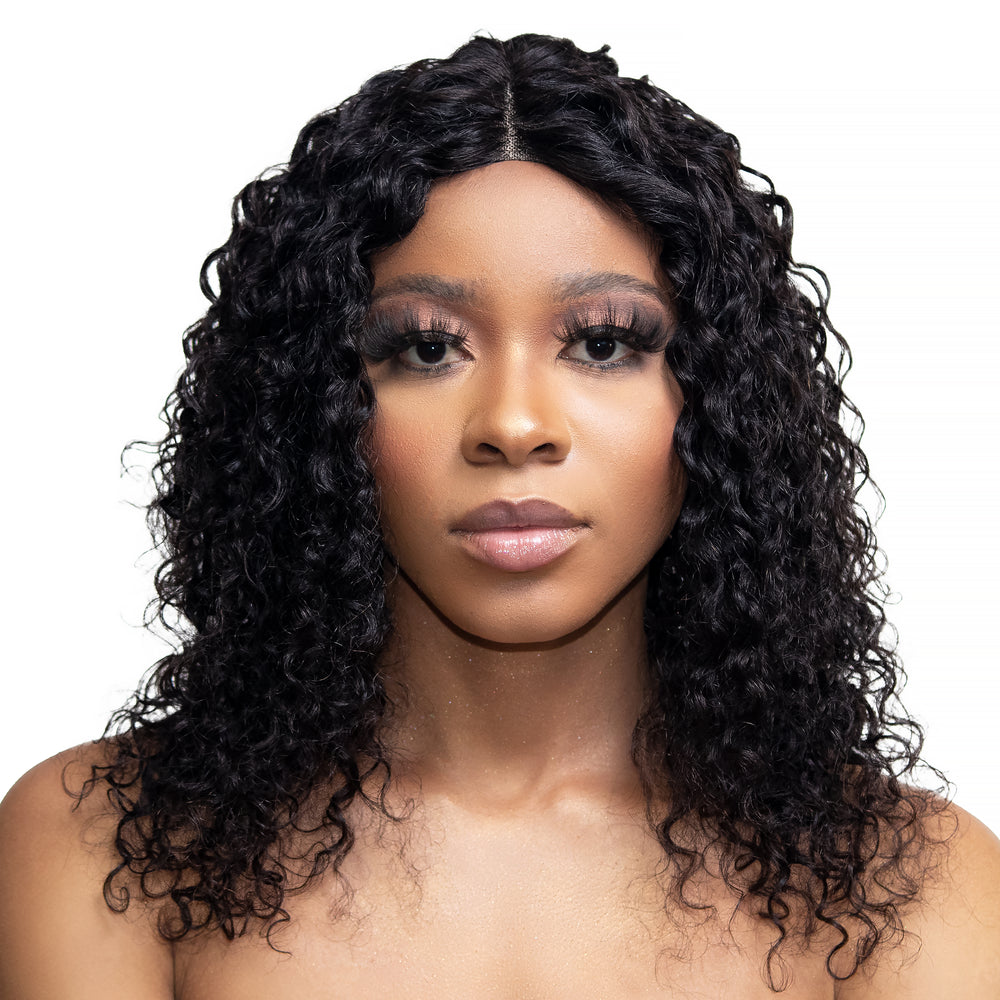 18" Jerry Curls Lace Wig - 1# Black-front-hairsa.co.za