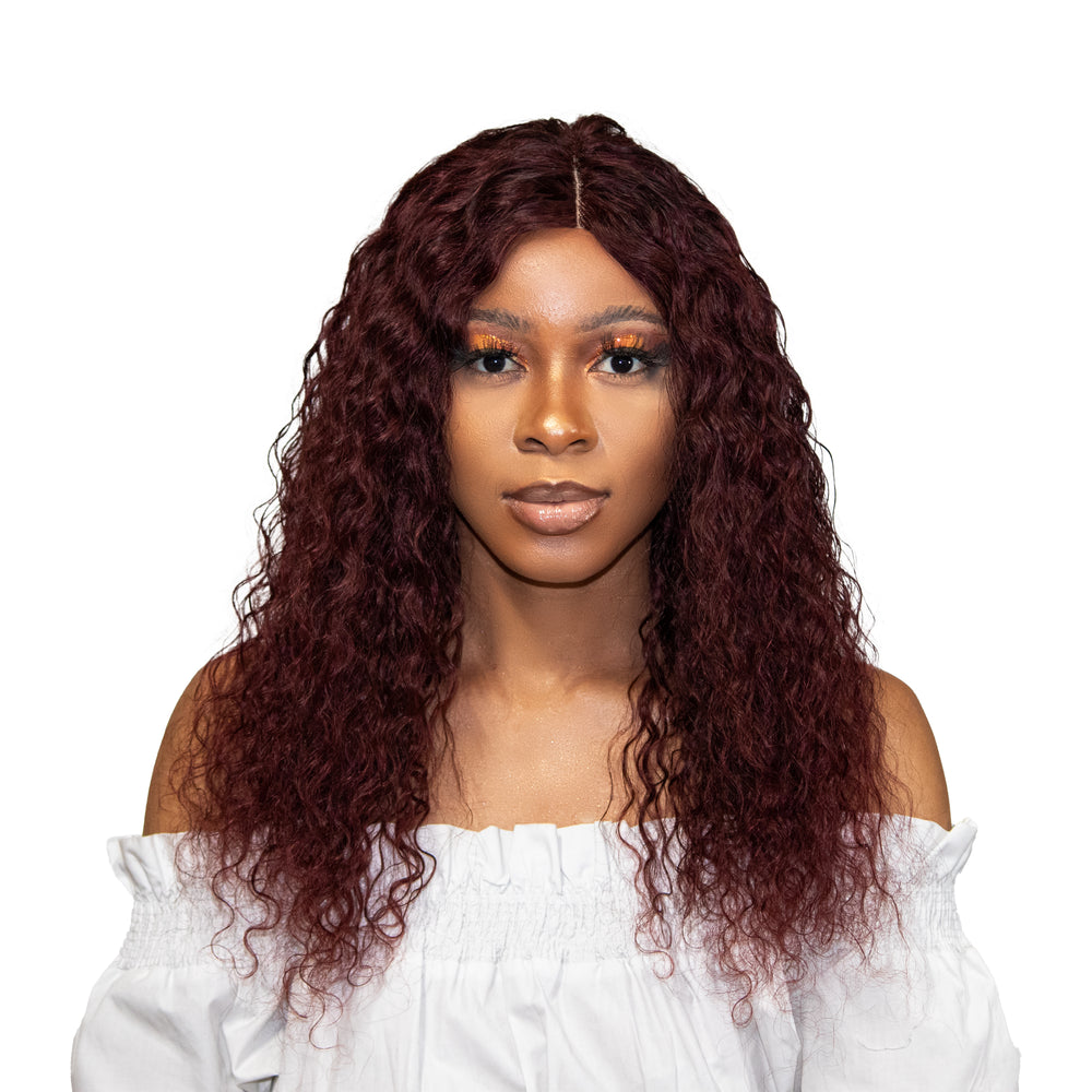  Deep Wave Lace Frontal Wig - # Burgundy-front-hairsa.co.za