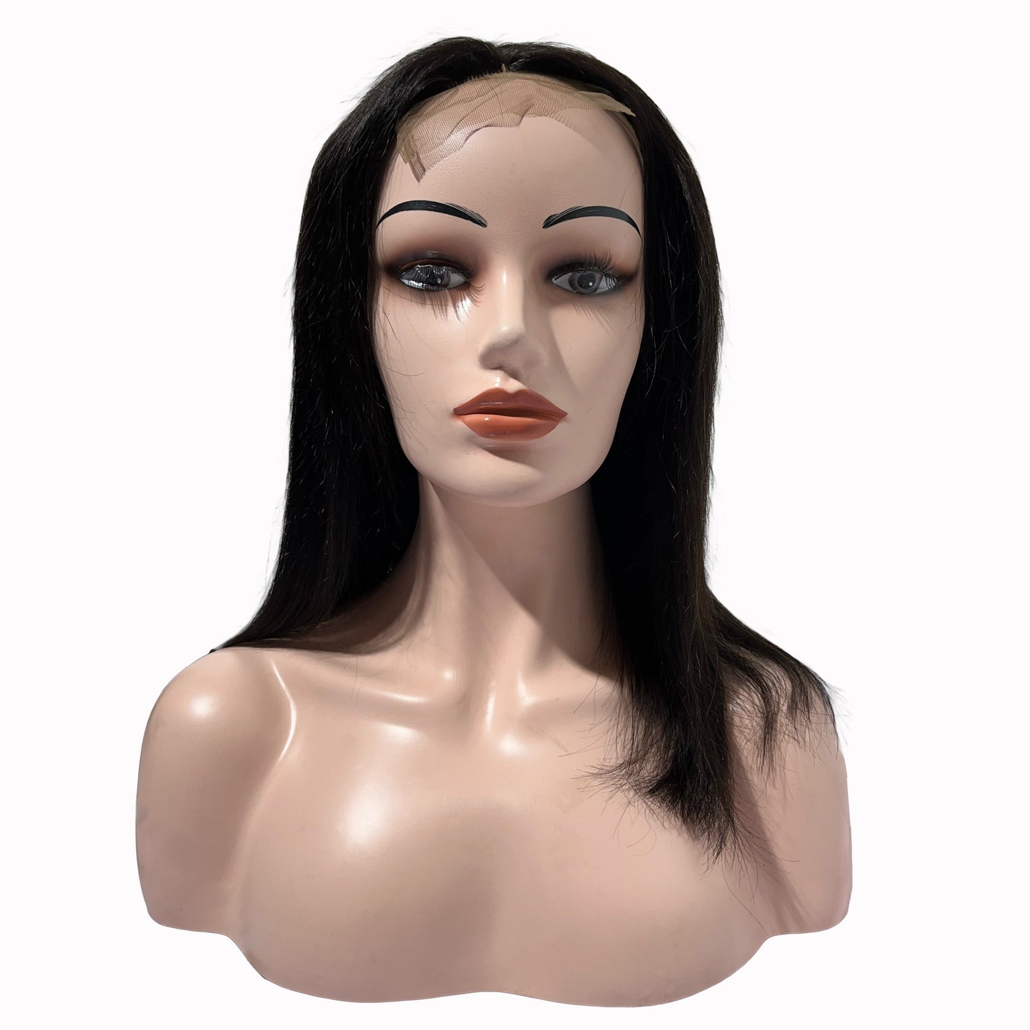 20" Straight Human Hair One Way Lace Wig - 1# Black - 13A Grade | front