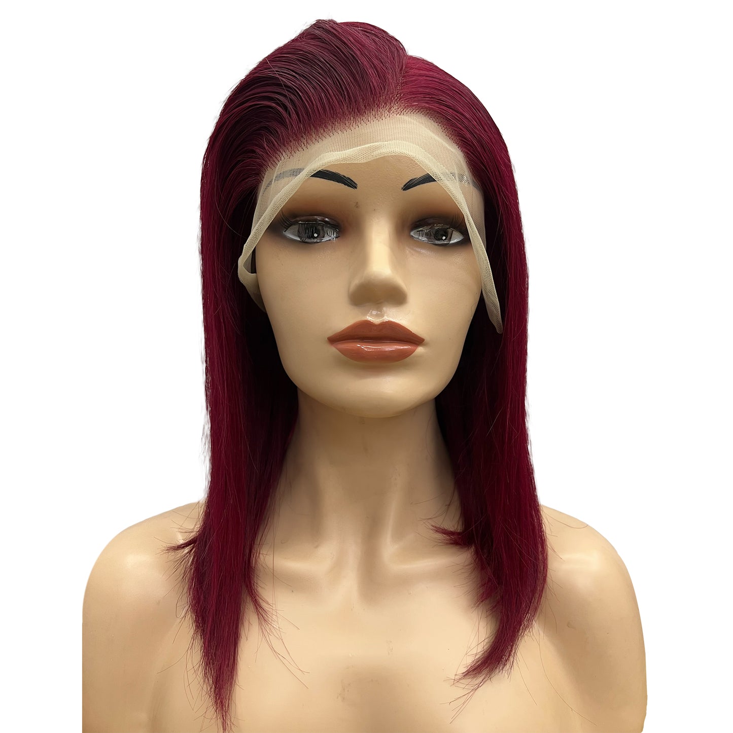 
                  
                    16" Straight Human Hair Lace Wig - # Burgundy - front
                  
                