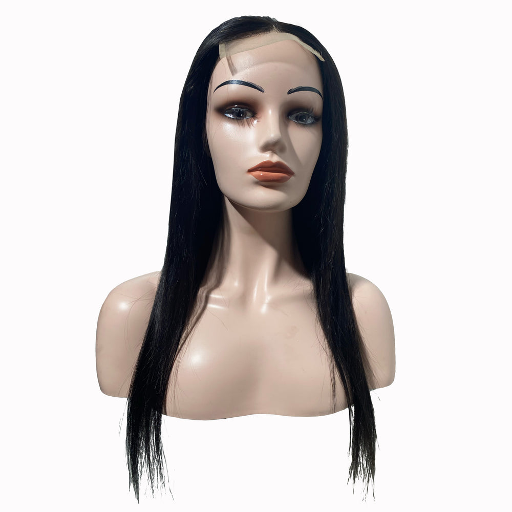 24" Straight Human Hair One Way Lace Wig - 1# Black - 13A Grade | front
