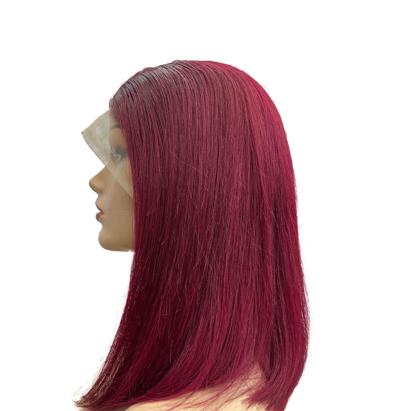 
                  
                    16" Straight Human Hair Lace Wig - # Burgundy - side
                  
                