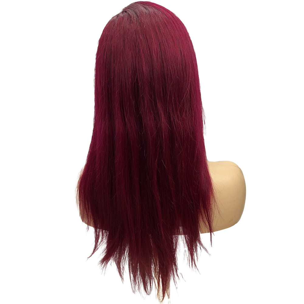 
                  
                    20" Straight Human Hair Lace Wig - # Burgundy-back
                  
                