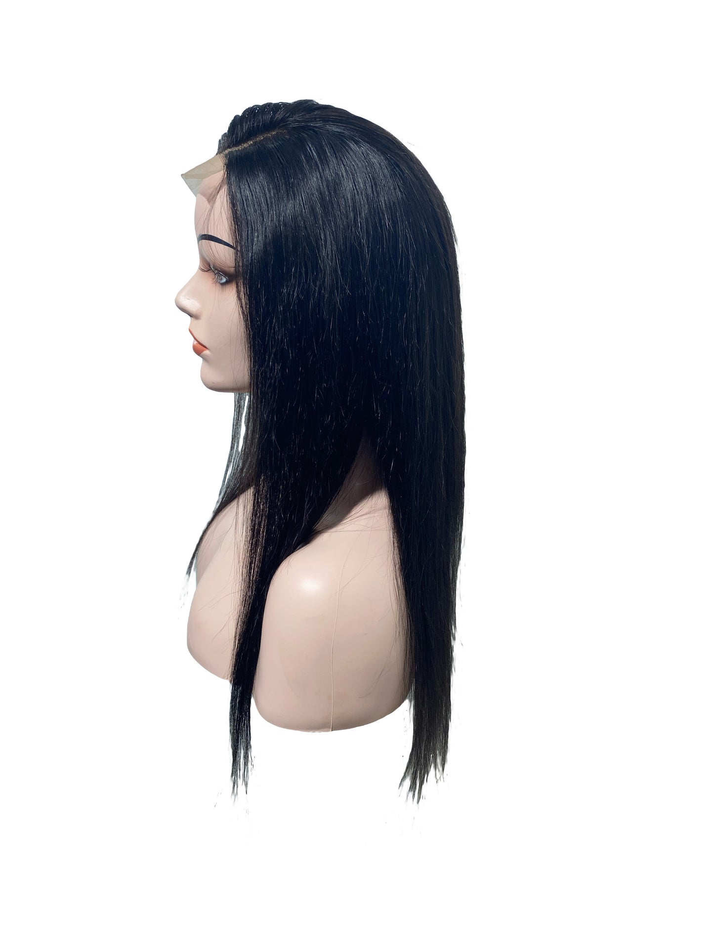 26" Straight Human Hair Three Way Lace Wig - 1# Black - 13A Grade | Side